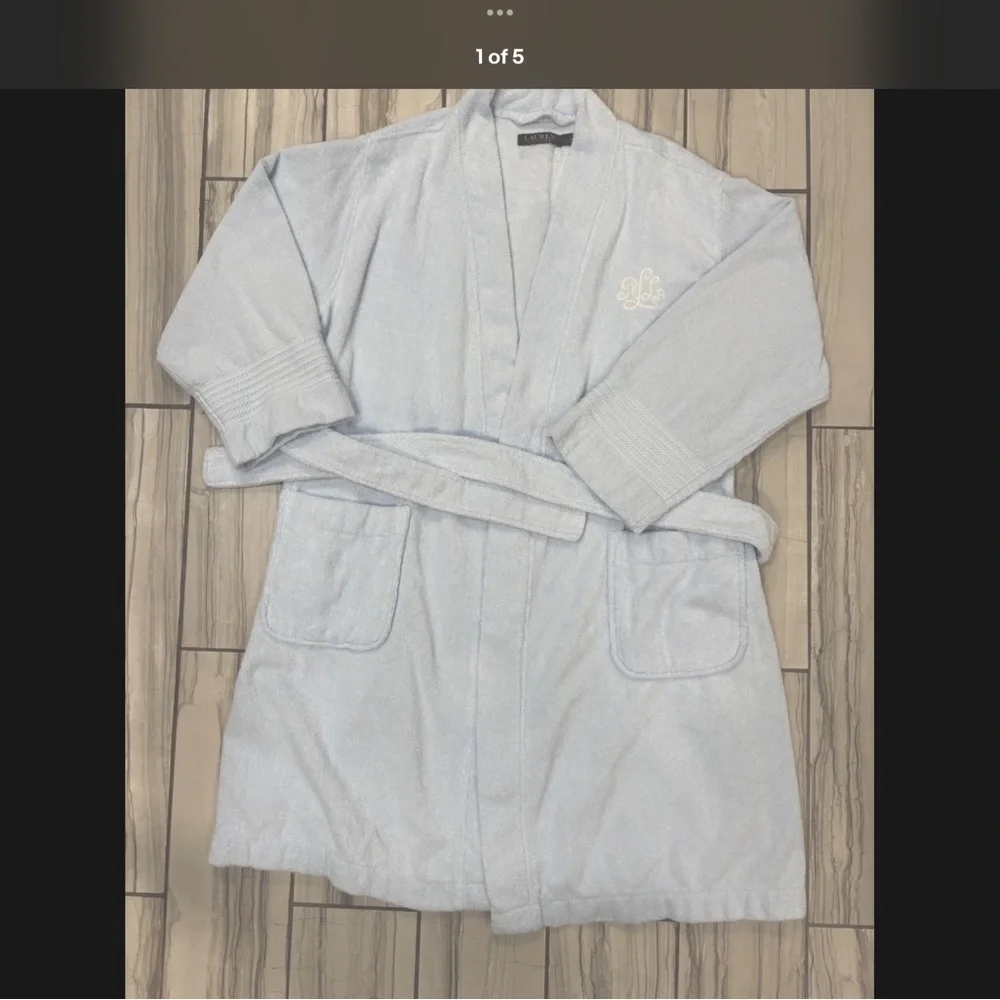 Ralph Lauren Soft Blue Terry Cloth Robe Bathrobe - Picture 1 of 5
